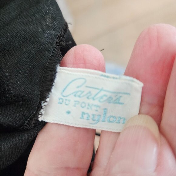 Vintage 60's Carters Du Pont Nylon Black Lace Maxi Slip Dress Size 34 Coquette - Picture 10 of 13